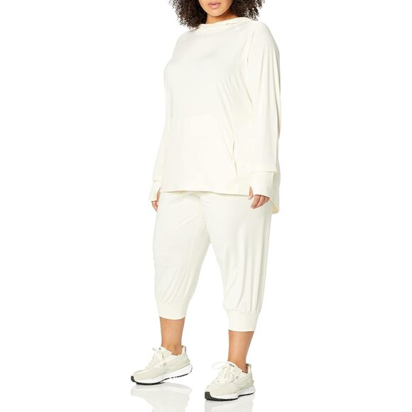 Women's Brushed Tech Stretch Popover Hoodie Plus Size Activewear - Picture 4 of 6